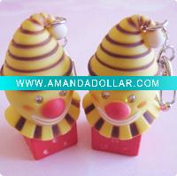 Wholesale LED keychain jungle bell musical clown toys
