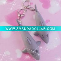Wholesale christmas shark shape sound promotional keychain