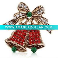 Wholesale HSYN1875 New Design Sparkling Crystal Christmas Bell Necklace