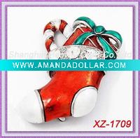 Wholesale XZ-1709 Christmas Brooch;stocking brooch