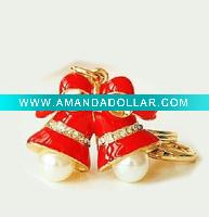 Wholesale Fashion Metal Swaroski Rhinstone Christmas Bell Key Chain , Key Ring SY12687