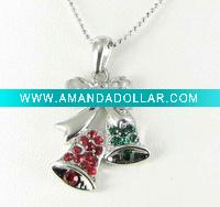 Wholesale HSYN1872 New Design Sparkling Crystal Christmas Bell Necklace