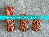 Decorative christmas pillar candle