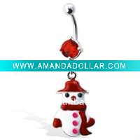 Wholesale Christmas Snowman Belly Button Ring,Belly Ring,Navel Ring C1955