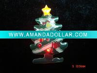 Flashing magnetic badge in Christmas tree shape