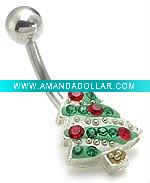 Wholesale charming 316L stainless steel with christmas tree body piercing belly rings