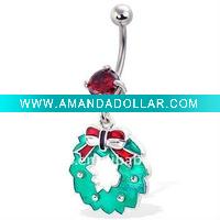 Wholesale Christmas Wreath Belly Button Ring,Belly Ring,Navel Ring C1957