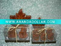 Decorative craft christmas maple leaf candle