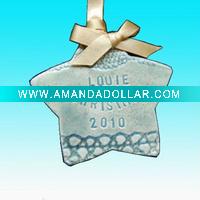 Wholesale 3.5" green bell ceramic Christmas ornament