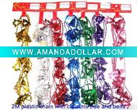 Wholesale bells colorful christmas plastic beads chain, Carnival bead chain garland