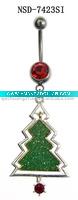 Wholesale Charming Christmas Tree Stainless steel navel belly ring body jewelry piercing