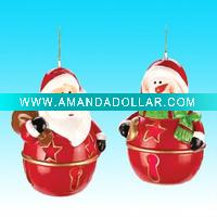 Wholesale Ceramic Santa and Snowman Bell Ornaments