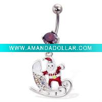 Wholesale Santa Claus With Sled Christmas Belly Button Ring,Belly Ring,Navel Ring C1962