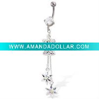 Wholesale Dangling Angle and Two Snowflakes Christmas Belly Button Ring,Belly Ring,Navel Ring C1964