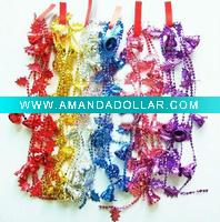 Wholesale plastic bead chain garland with bells and leaf, fashion ornament christmas bead chain garland in gifts & crafts