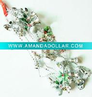 Wholesale xmas plastic bead chain garland with bells, bead necklace, beaded chain for christmas decoration