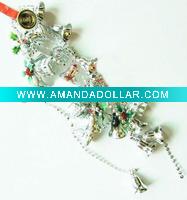 Wholesale christmas plastic beaded chain garland with silver bells,Christmas hanging decoration bead chain, Xmas ornament beaded chain
