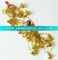 Wholesale plastic bead chain garland with gold bells, fashion ornament christmas bead chain garland in gifts & crafts