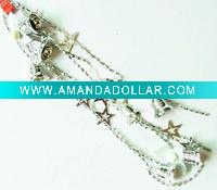 Wholesale xmas plastic bead chain garland with silver bells