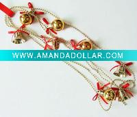 Wholesale xmas plastic bead chain garland with ball bells, Christmas tree ornament bead, Christmas Beads chain, christmas bead decoration