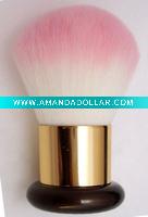 Wholesale Double Color Nylon Hair Plastic Golden Handle Kabuki Brush