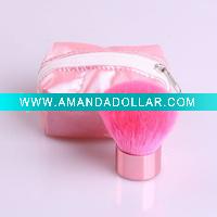 Wholesale Goat Red Hair Aluminum Orange Handle Kabuki Brush in Purple Pouch