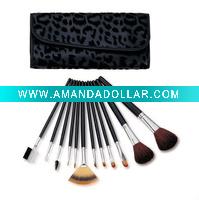 Wholesale 12 pcs makeup brush set with leather bag
