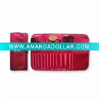 12 pcs charming red cosmetic brushes kit