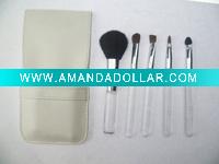 Wholesale 5 pcs Makeup Brush Kit with cute leather pouch ,ideal for travelling,gift ,promotional use