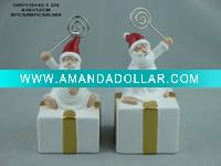 Wholesale Ceramic white glaze christmas santa claus name card holder