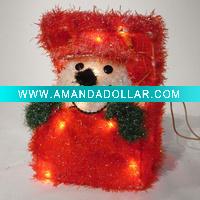 Christmas gift box with lights,snowman inside
