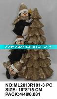 Wholesale 2asst pengiun with christmas tree in polyresin for decorations
