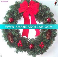 Wholesale Artificial Christmas Wreath With Red Bow Christmas Decorations