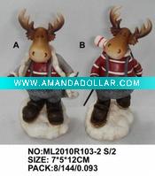 Wholesale 2asst christmas reindeer or elk in polyresin for ornaments