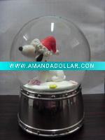 Wholesale Cute dog wears Christmas cap snow globe