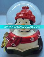 Resin Red Hat Penguin Snow Globe