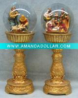 Antique Colored Nativity Snow Globe