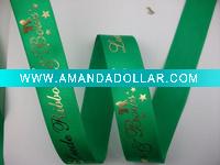 Wholesale 2011 gold foil printed satin ribbon