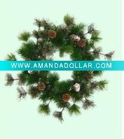 Wholesale 50cm artificial outdoor decorative pine needle Christmas wreath