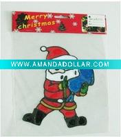 Wholesale soft santa clause with blue bag PVC glass stickers(LD-M014)