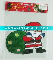 Wholesale soft santa clause with green bag PVC glass stickers(LD-M012)