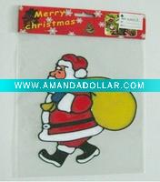 Wholesale soft santa clause with yellow bag PVC glass stickers(LD-M013)