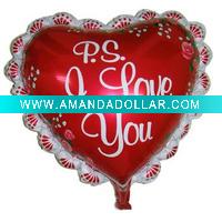 Red Hearted-shape Helium Balloon with letters