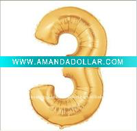 Wholesale Age 3 Foil Balloons, 100 pcs/lot, Free Shipping