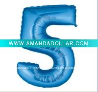 Supershape Number 5 Blue Foil Balloon, 100 pcs/lot, Free Shipping