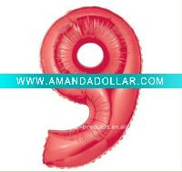 Red Number 9 Balloon, 100 pcs/lot, Free Shipping