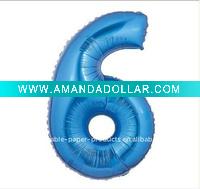 Wholesale Supershape Foil Balloon Number 6, 100 pcs/lot, Free Shipping