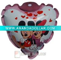 Wholesale DIA 11 cm cartoon heart shape auto inflatable foil balloon