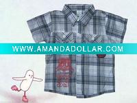 Wholesale fashion short sleeve plaid shirt for boys