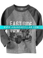 Wholesale 100% cotton baby children boys long sleeve T-shirt